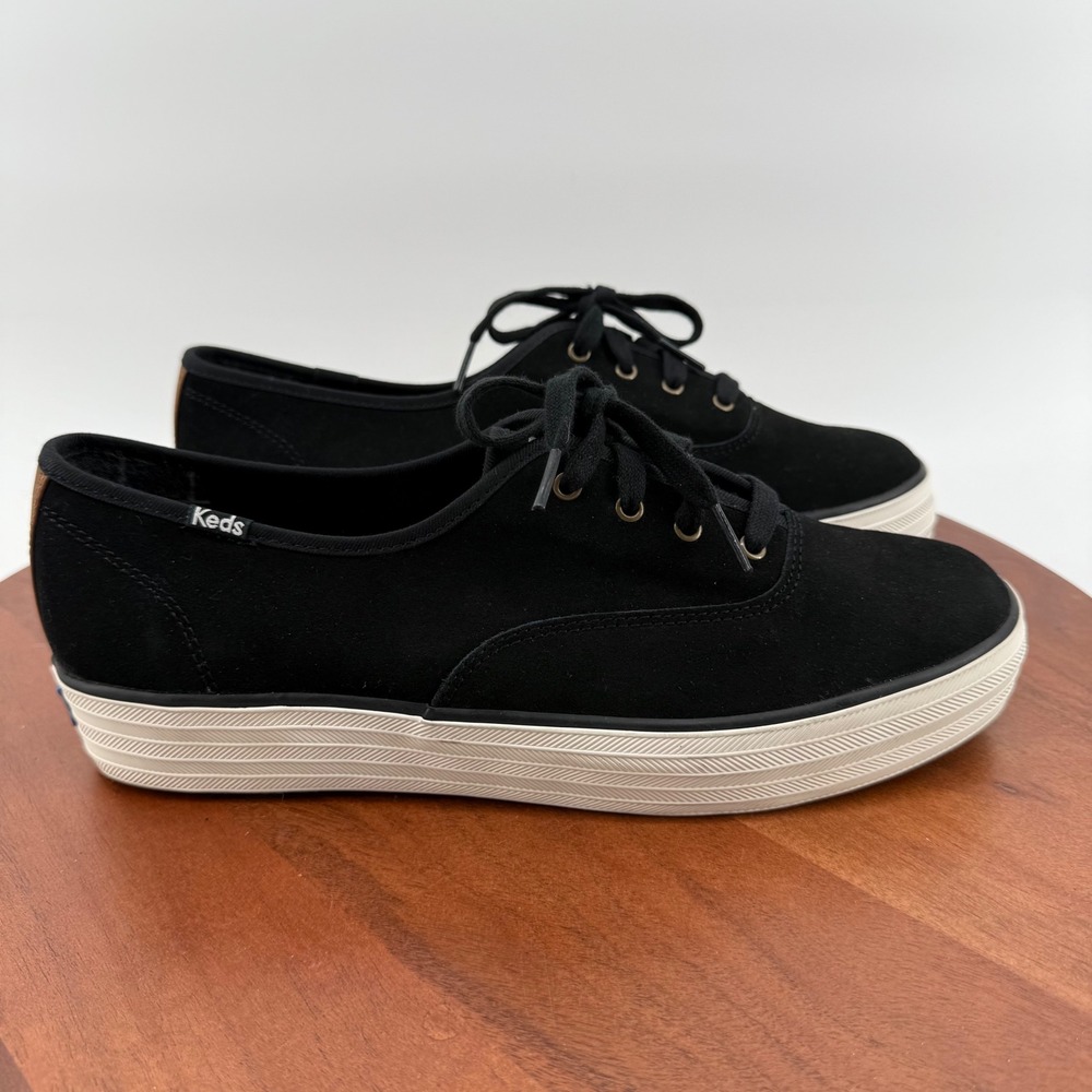 Keds Triple Kick Platform Sneakers Womens Black Good Suede Lace Up 11